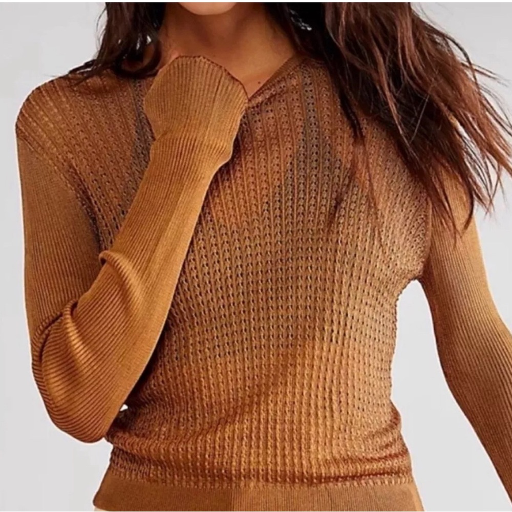 Free People H2O crew pullover Tiger Eye small